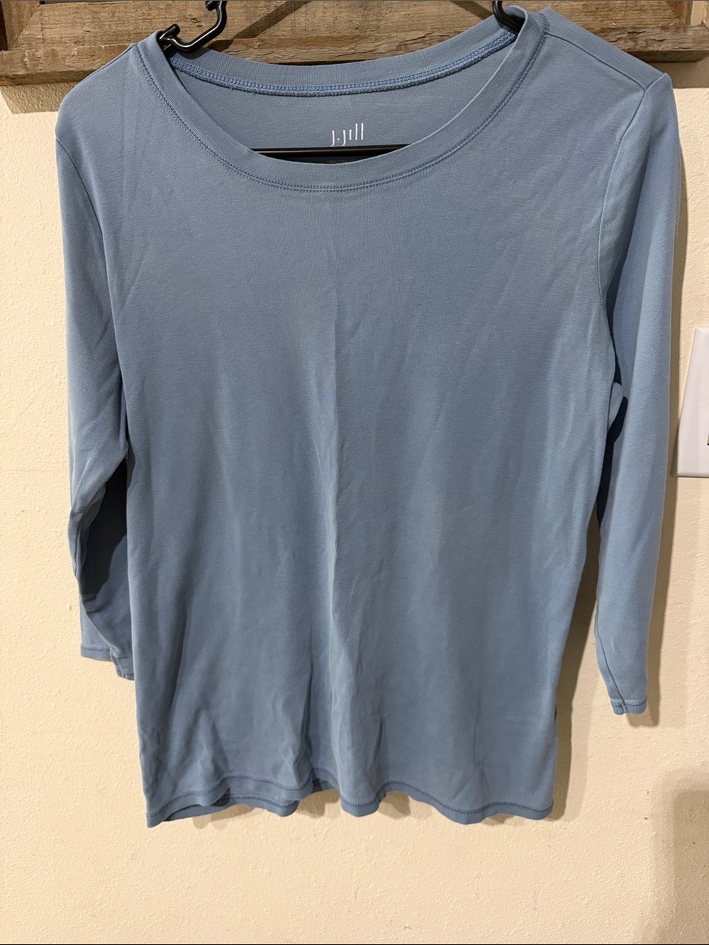 J. Jill Dusty Blue 3/4 Ballet Sleeve Crewneck Tee 100% Pima Cotton